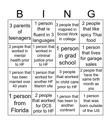 Healthy Families Marion 1 Bing Bingo Card