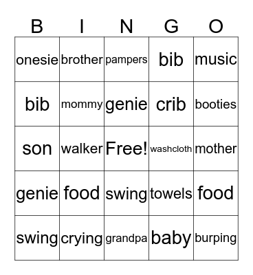 EMEM BABY BINGO Card