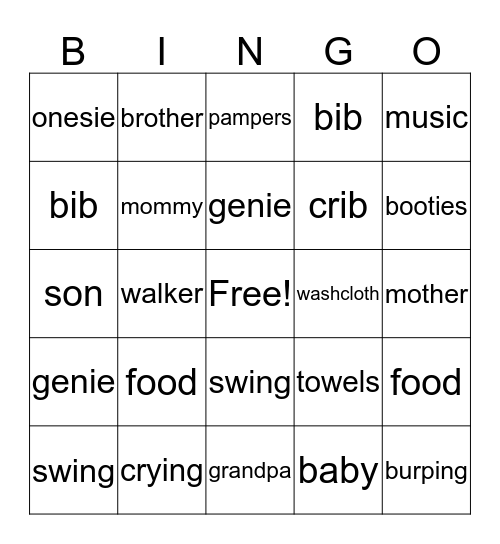 EMEM BABY BINGO Card