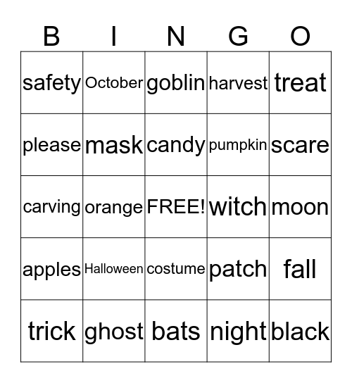 Halloween Bingo Card