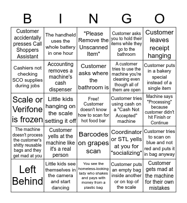 Self Checkout Bingo Card
