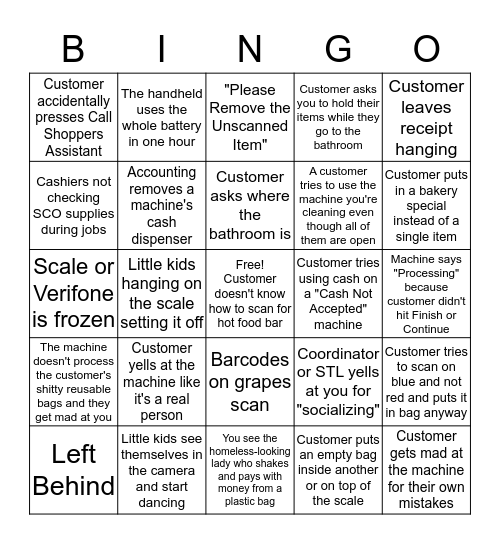 Self Checkout Bingo Card