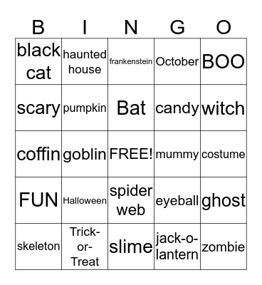 Halloween Bingo Card