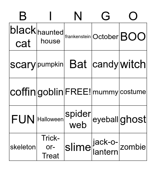 Halloween Bingo Card