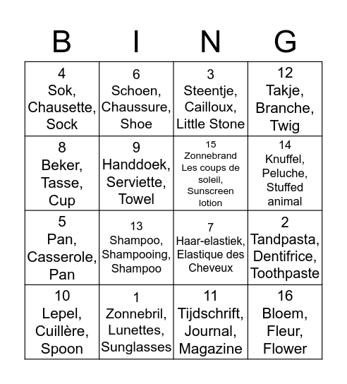 Bingo Vivant Bingo Card