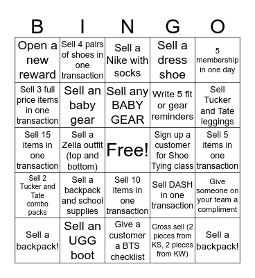 Back to School Bingo Card