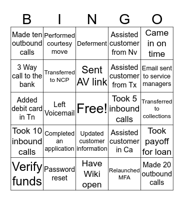 CRM Bingo Card