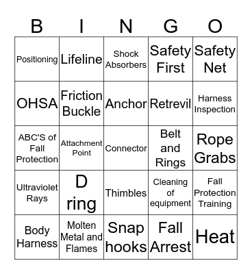 FALL PREVENTION Bingo Card