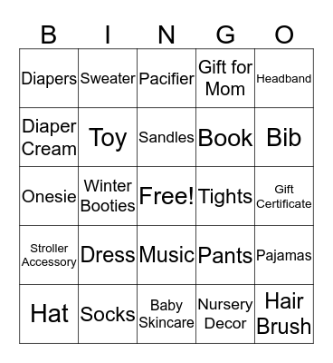 BABY BINGO Card