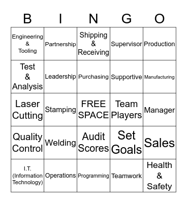 Employee Appreciation Bingo Card