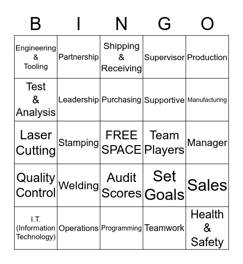 Employee Appreciation Bingo Card