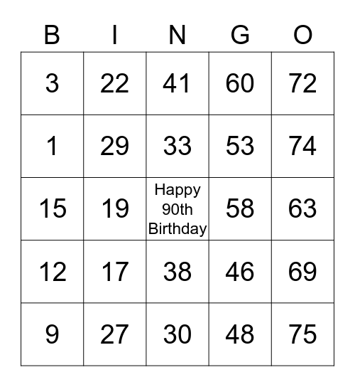 Happy Birthday Marguerite Bingo Card