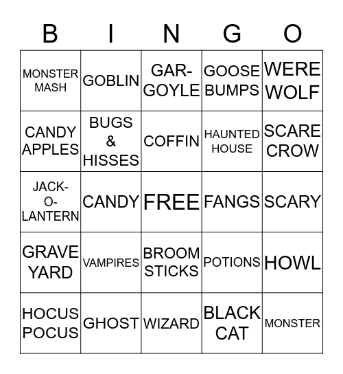 SCARE-O-RAMA BINGO! Bingo Card