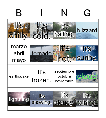 El tiempo y las estaciones Bingo Card