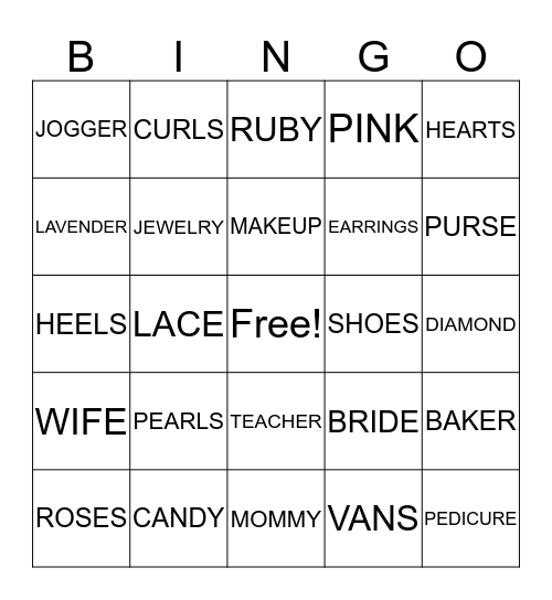 SHIER REUNION WOMEN Bingo Card