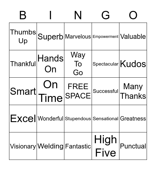 Employee Appreciation Bingo Card