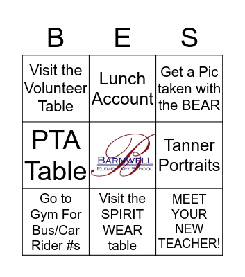 Barnwell's Back to School BINGO Card