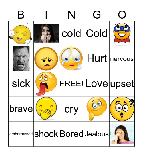 Emotions (feelings) Bingo Card