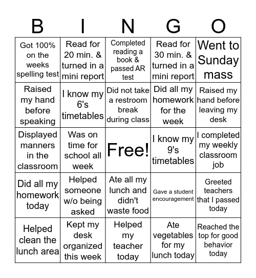 I'm a good Ranger Bingo Card