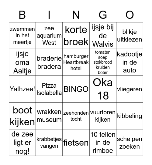 Terschelling Memory BINGO Card