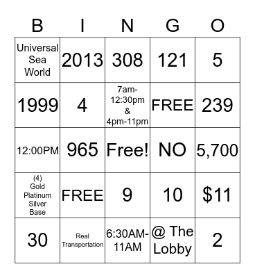 Courtyard BINGO Card