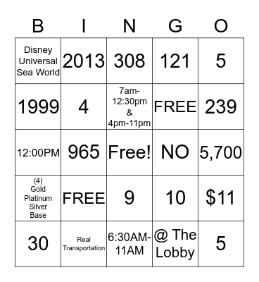 Courtyard BINGO Card