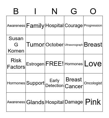 "Think Pink" Bingo Card