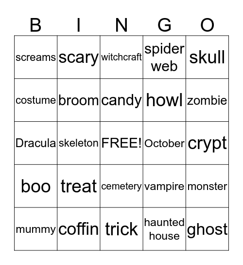 Halloween Bingo Card