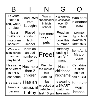 Human Bingo Card