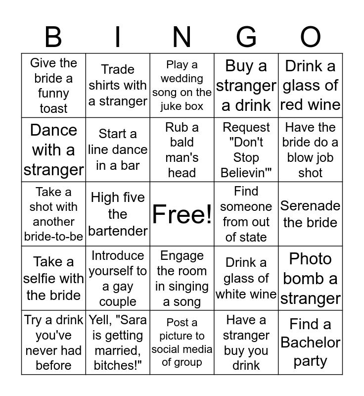 Celebrating Sara in Saugatuck Bingo Card