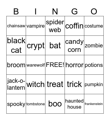 Halloween Bingo Card