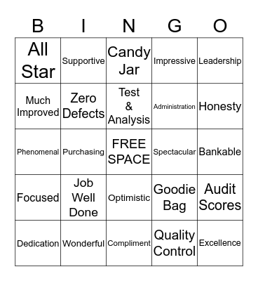 Employee Appreciation Bingo Card
