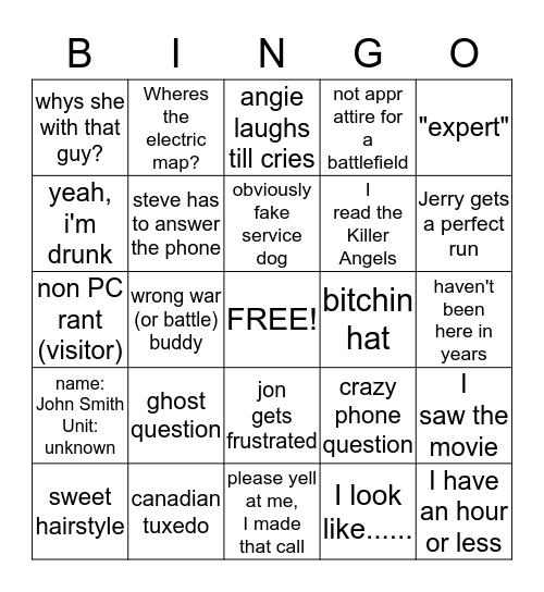 Boring Winter Bingo Card