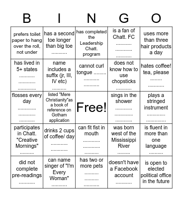 CIFW GOTHAM BINGO Card