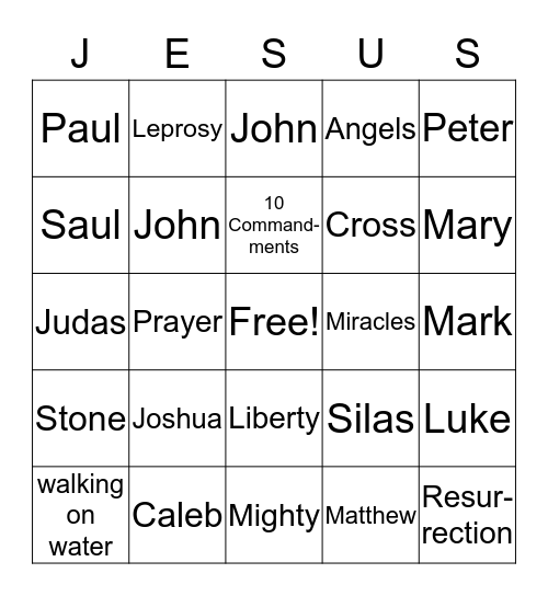 VACATION BIBLE SCHOOL 2018 Bingo Card