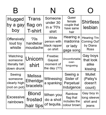 BIG GAY BINGO! Bingo Card