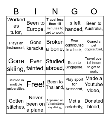 OZ Games BINGo Card