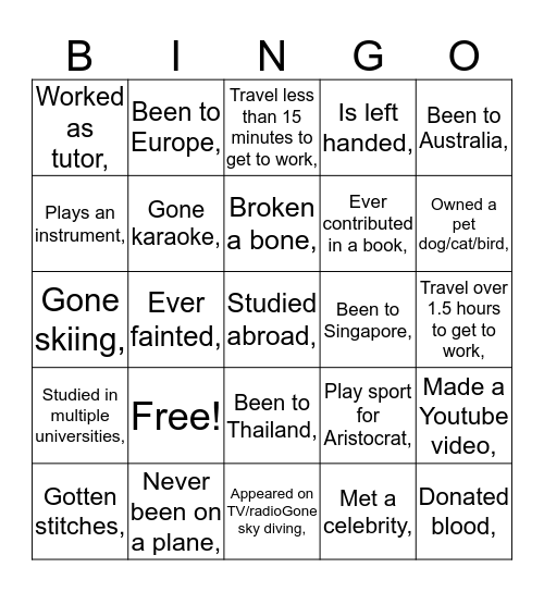OZ Games BINGo Card