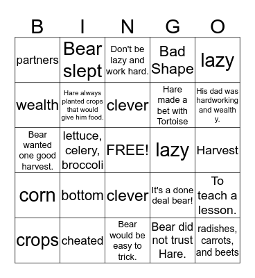 Tops and Bottoms Bingo Card