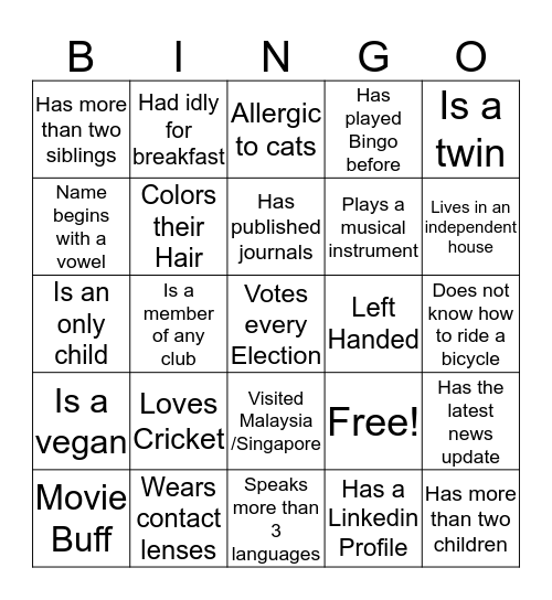 BINGO Card