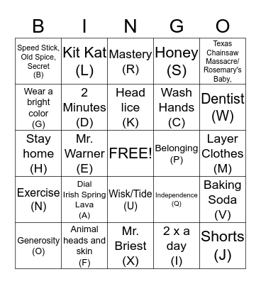 Random Social Skills Bingo Card