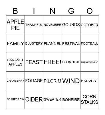 FALL FEST Bingo Card