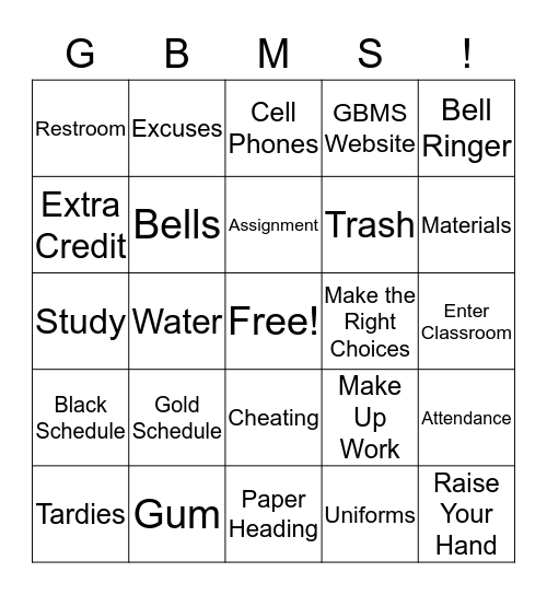 Rules & Procedure Bingo Card