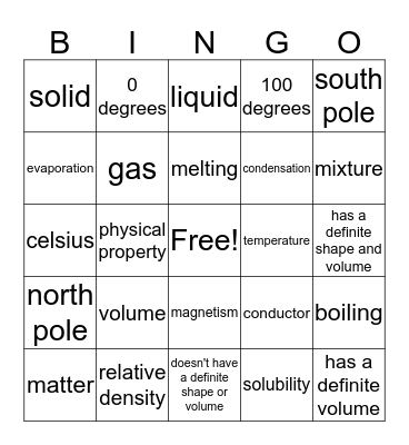 Matter Bingo Card