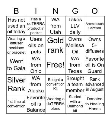 Shine Brighter Team BINGO Card