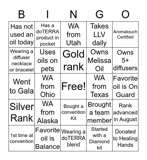 Shine Brighter Team BINGO Card