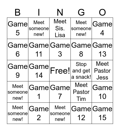 Outreach Bingo Card