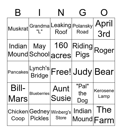 Leighow Bingo Card
