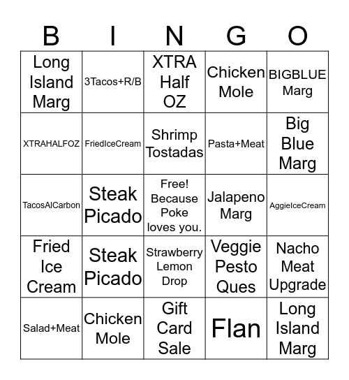 SABOR BINGO Card