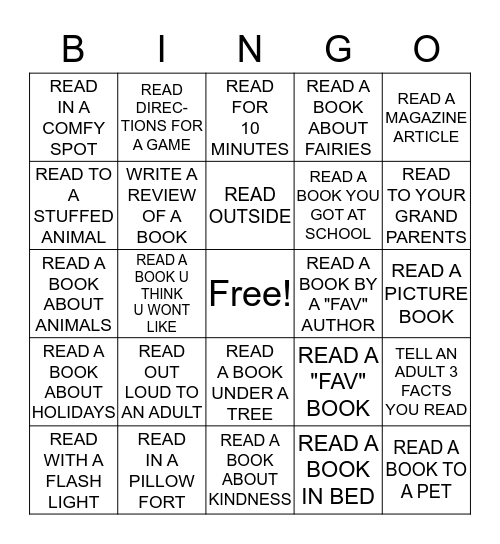 SUMMER READING BINGO Card